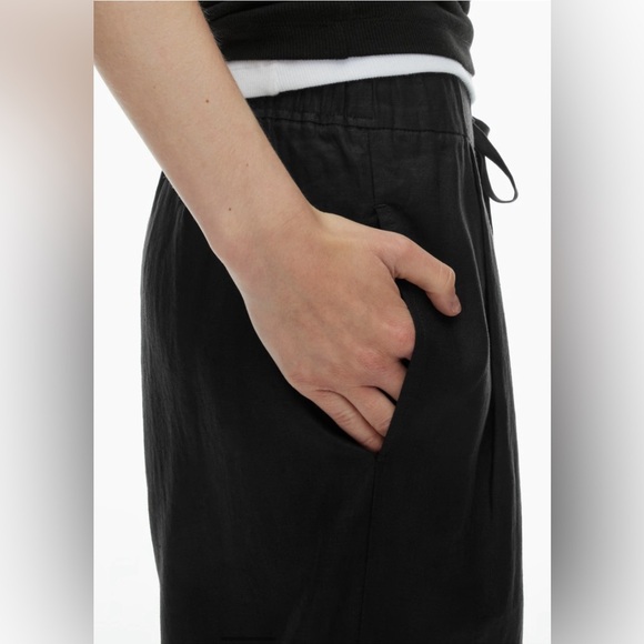 NWT Aritzia Wilfred Globe Linen Pant Relaxed wide-leg mid-rise pants Black Small - Picture 6 of 14